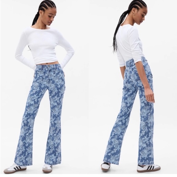 GAPxLoveShackFancy High Rise Floral ‘70s Flare Jeans [888]